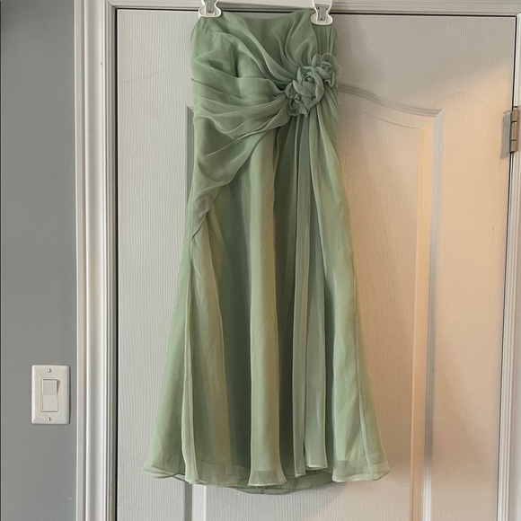 Impression Bridal Dresses & Skirts - Strapless Sage Green Chiffon Dress with Rosette Detail